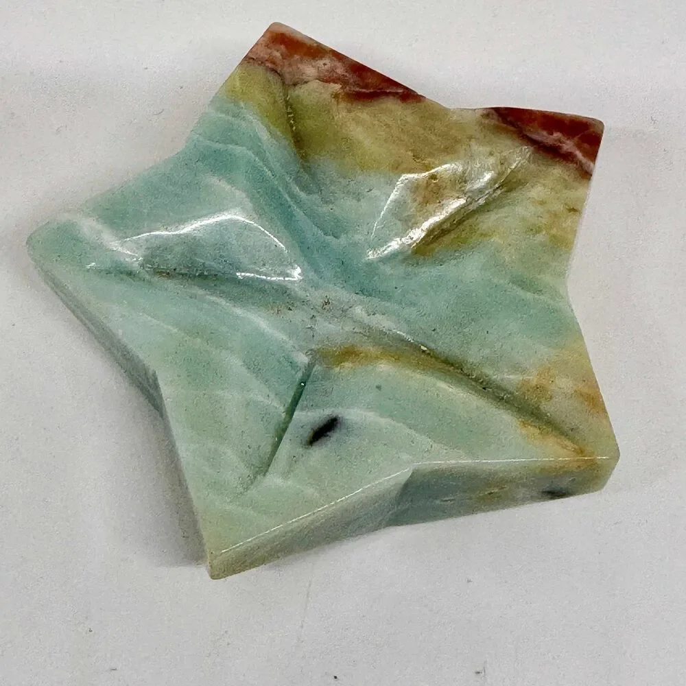 Caribbean Calcite Star Bowl‎ w Green Aventurine Cubes Crystal Decor